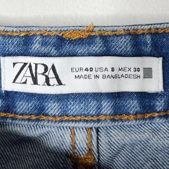 Zara Women's Jean Shorts Size 8 Cut Off Distressed Denim High Rise Medium Wash - Picture 4 of 5